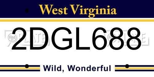 2DGL688 West Virginia License Plate