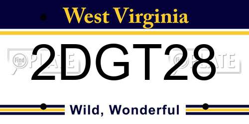 2DGT28 West Virginia License Plate