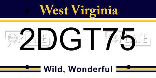 2DGT75 West Virginia License Plate
