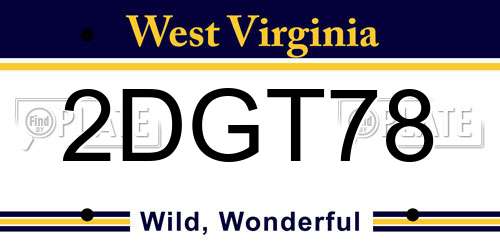 2DGT78 West Virginia License Plate