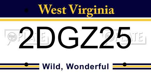 2DGZ25 West Virginia License Plate