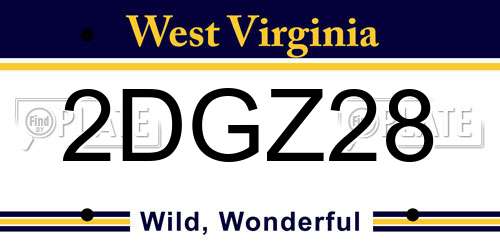 2DGZ28 West Virginia License Plate