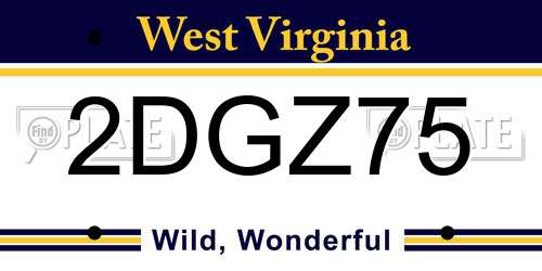 2DGZ75 West Virginia License Plate