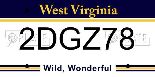 2DGZ78 West Virginia License Plate