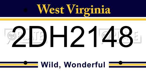 2DH2148 West Virginia License Plate