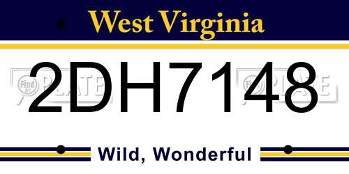 2DH7148 West Virginia License Plate
