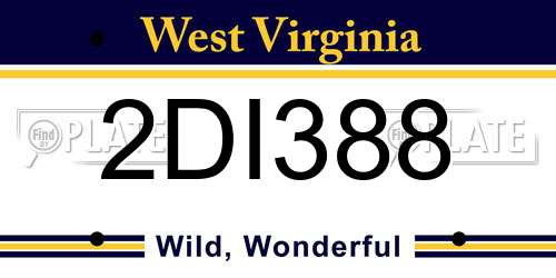 2DI388 West Virginia License Plate