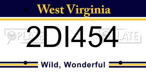 2DI454 West Virginia License Plate