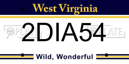 2DIA54 West Virginia License Plate