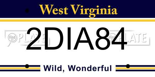2DIA84 West Virginia License Plate