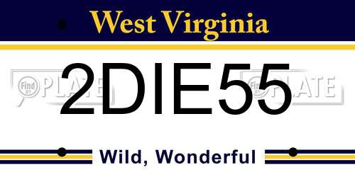 2DIE55 West Virginia License Plate