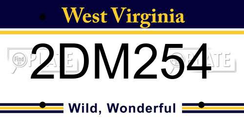 2DM254 West Virginia License Plate