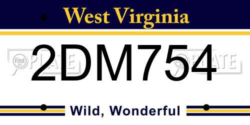 2DM754 West Virginia License Plate