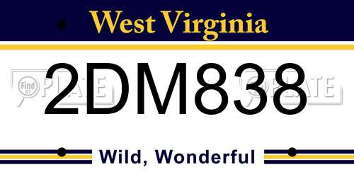 2DM838 West Virginia License Plate