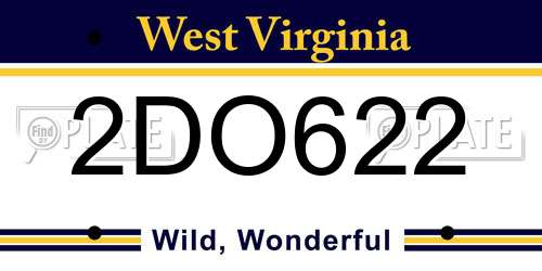 2DO622 West Virginia License Plate
