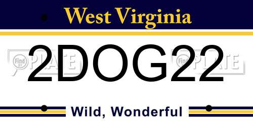 2DOG22 West Virginia License Plate