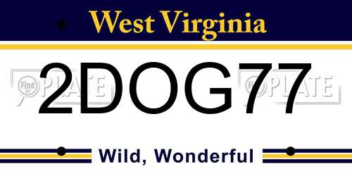 2DOG77 West Virginia License Plate
