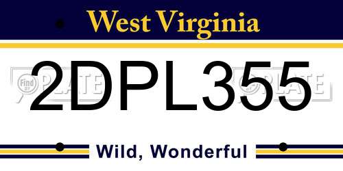 2DPL355 West Virginia License Plate