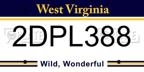 2DPL388 West Virginia License Plate