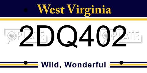 2DQ402 West Virginia License Plate