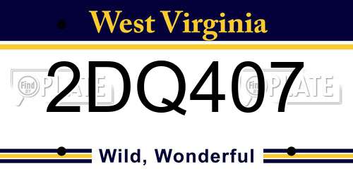 2DQ407 West Virginia License Plate