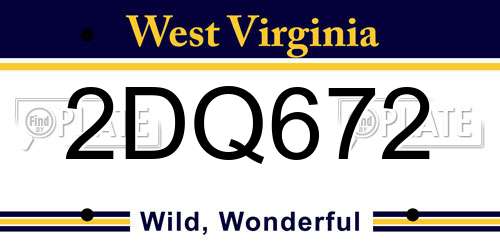 2DQ672 West Virginia License Plate