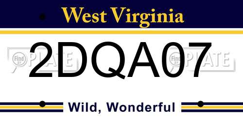 2DQA07 West Virginia License Plate