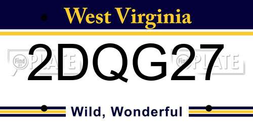 2DQG27 West Virginia License Plate