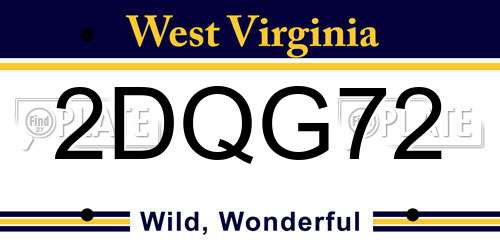 2DQG72 West Virginia License Plate