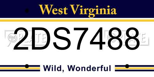 2DS7488 West Virginia License Plate