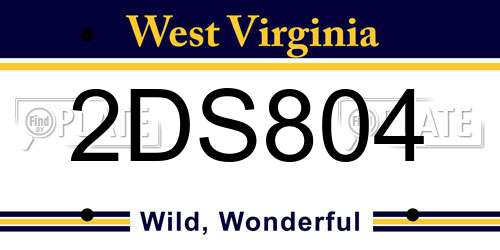 2DS804 West Virginia License Plate