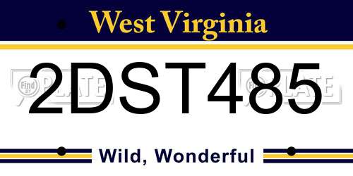 2DST485 West Virginia License Plate