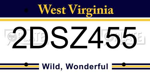 2DSZ455 West Virginia License Plate