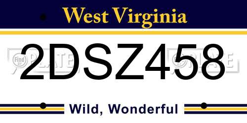 2DSZ458 West Virginia License Plate