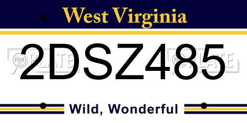 2DSZ485 West Virginia License Plate