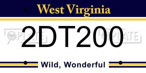 2DT200 West Virginia License Plate