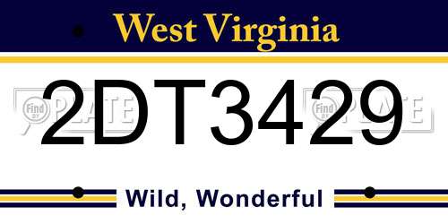 2DT3429 West Virginia License Plate