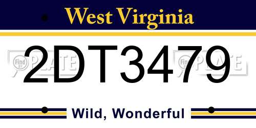 2DT3479 West Virginia License Plate