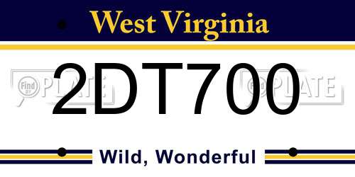 2DT700 West Virginia License Plate