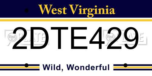 2DTE429 West Virginia License Plate