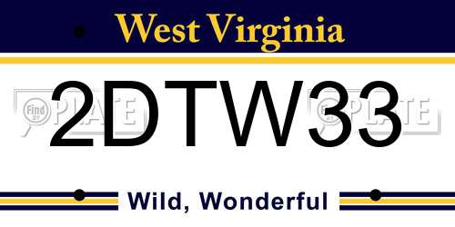 2DTW33 West Virginia License Plate