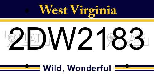 2DW2183 West Virginia License Plate