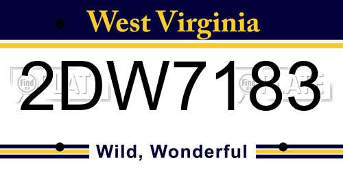 2DW7183 West Virginia License Plate