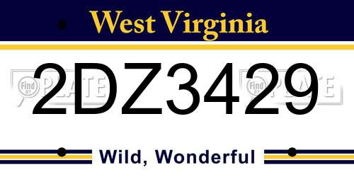 2DZ3429 West Virginia License Plate
