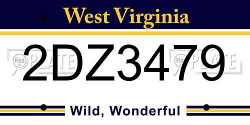 2DZ3479 West Virginia License Plate