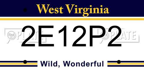 2E12P2 West Virginia License Plate
