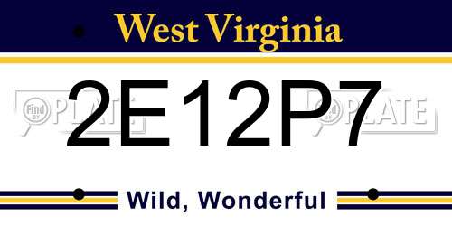 2E12P7 West Virginia License Plate