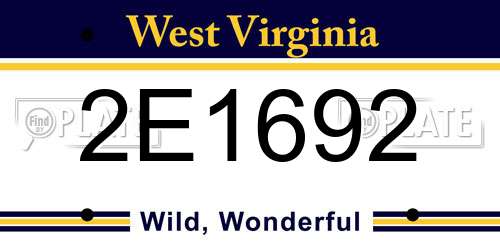 2E1692 West Virginia License Plate