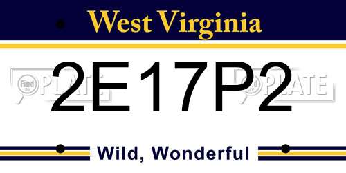 2E17P2 West Virginia License Plate