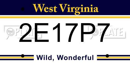 2E17P7 West Virginia License Plate